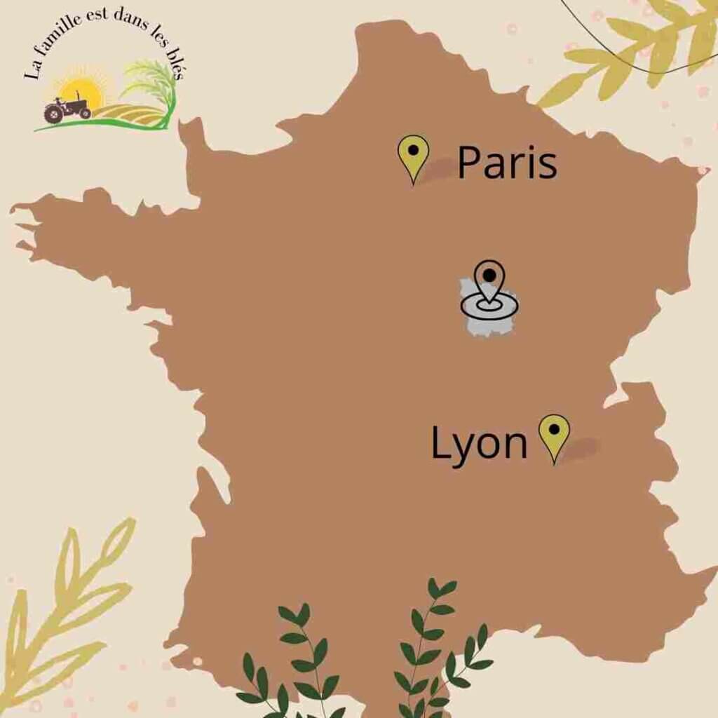 situation gîte entre Lyon et paris